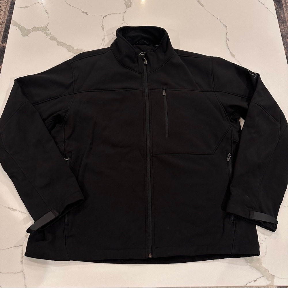 T Tech by Tumi Black Soft Shell Fleece Lined Zip Jacket Mens XL Modern Travel